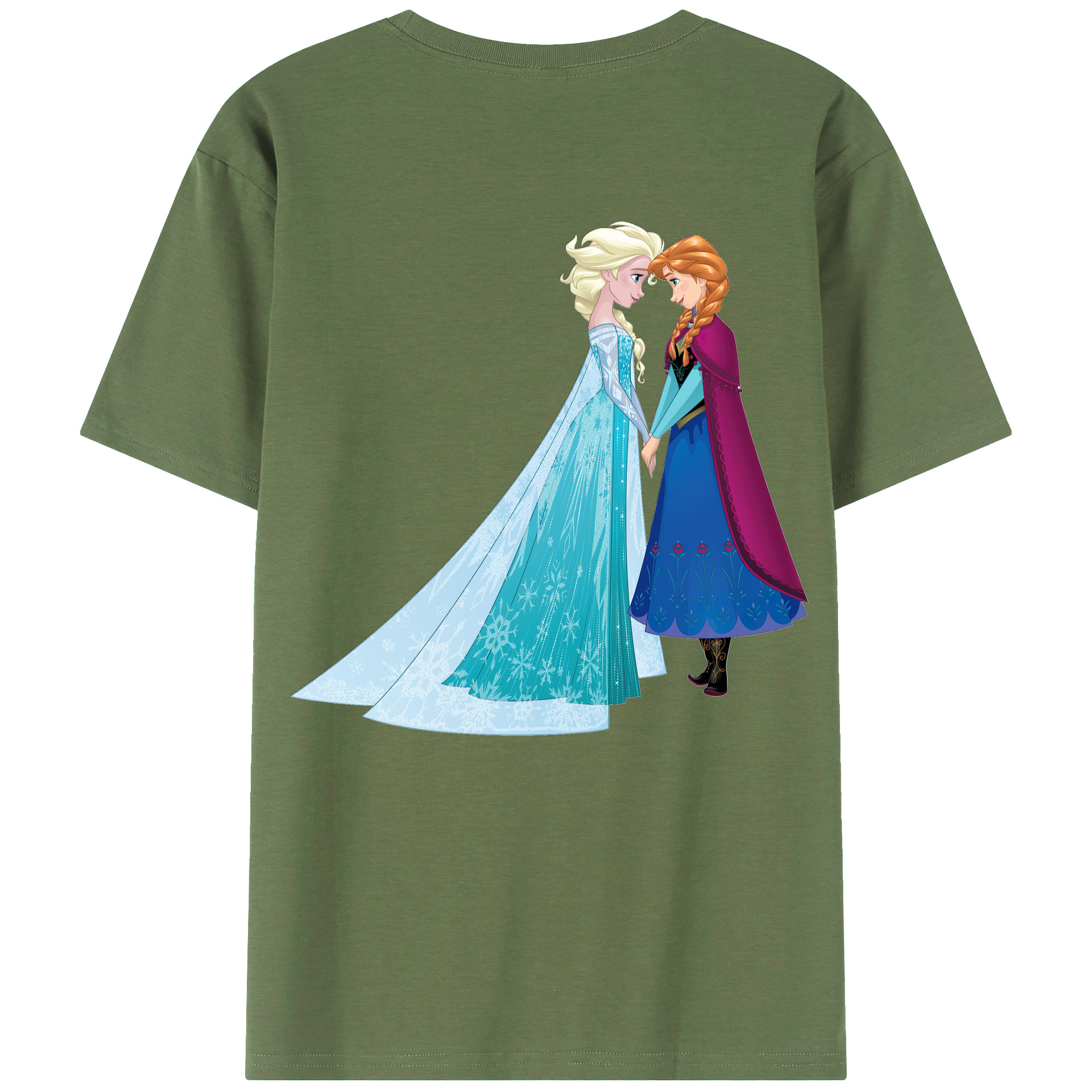 （画像用） アナと雪の女王 アンナ エルサ Frozen Anna Elsa 綿100％ メンズ半袖Tシャツ（バックプリント） 通気性